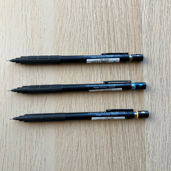 NEW [Pentel] Mechanical Pencil Graph 1000 For Pro 0.3mm + 0.4mm +0.7mm + 0.9mm